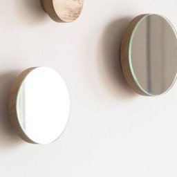 Modern Small Wood Round Mirror With Decorative Entryway Coat Hook - thumbnail 3