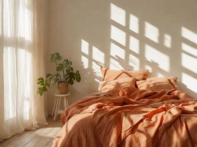 Carrot Linen Bedding Set Rustic Duvet Cover & 2 Pillowcases Soft Medium Weight Bedding, Stonewashed Comfort - image 1