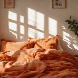 Carrot Linen Bedding Set Rustic Duvet Cover & 2 Pillowcases Soft Medium Weight Bedding, Stonewashed Comfort - thumbnail 4