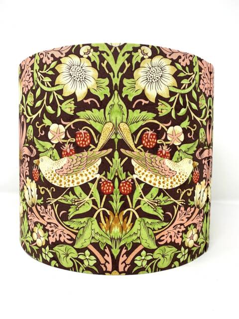 William Morris Lamp Shade, Strawberry Thief Green Brown, For Standard Lamps Or Ceiling Lights - image 1