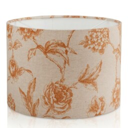 Linen Floral Rose Drum Lampshade, Burnt Orange, Handmade in UK - thumbnail 1