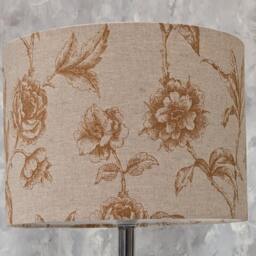 Linen Floral Rose Drum Lampshade, Burnt Orange, Handmade in UK - thumbnail 2