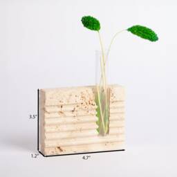 Handmade Travertine Planter With Glass Tube Unique Stone Decor - thumbnail 3