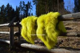 Yellow Icelandic Dyed Genuine Sheepskin Lambskin Sheep Skin Rug Pelt Long Wool Soft Throw #1, Schaffell, Hygge - thumbnail 1