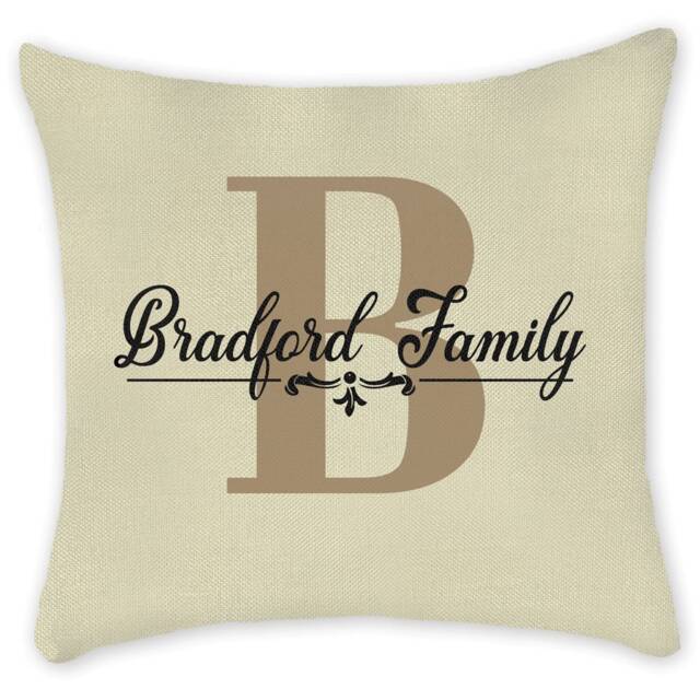 Personalised Initial Family Cushion Cover Any Name With Script, Wedding Gifts, Engagement Gift For Couple, Anniversary, Husband & Wife
