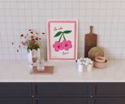 La Vida Loca Art Print, Retro Hibiscus Flower Illustration - thumbnail 1
