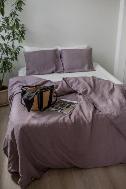 Lilac Linen Bedding Set. Dusty Lavender Duvet Linen Set Queen - image 1