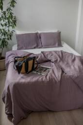 Lilac Linen Bedding Set. Dusty Lavender Duvet Linen Set Queen - thumbnail 1