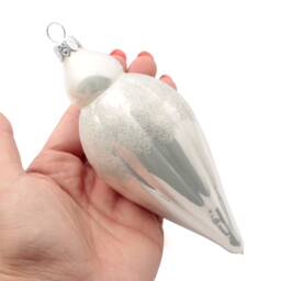 Large Blown Glass Art Nouveau Style Pearl Silver Christmas Ornament - thumbnail 1
