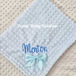 Personalised Baby Blanket Supersoft Waffle Design With Ribbon - thumbnail 2