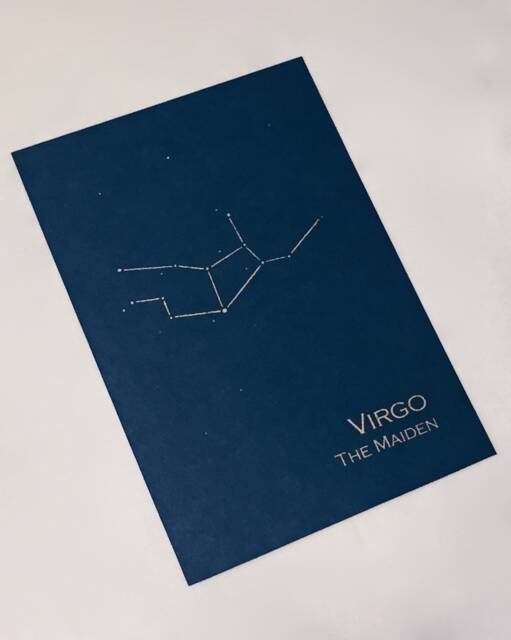 Virgo Constellation Zodiac Art Print/Gold Foil Wall Astrology Home Decor August-September Birthday On Navy Or Cream - image 1
