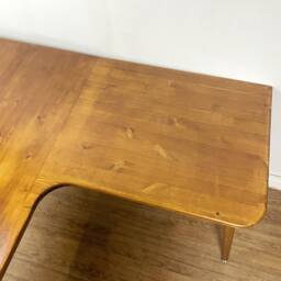 Handmade Solid Wood Corner Desk/Table, Curves, Workstation 120 X 60cm. Natural, Light, Waxed, Computer L Shape - thumbnail 2