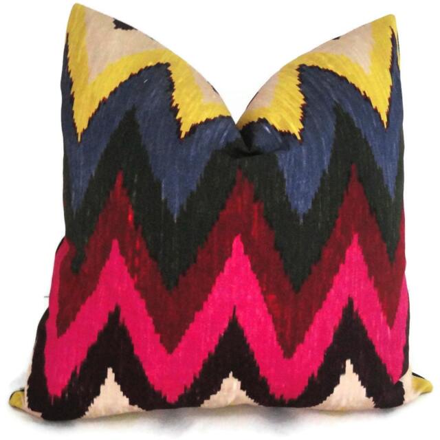 Martyn Bullard Pillow Schumacher Adras Ikat Chevron Decorative Cover 18x18, 20x20, Or Lumbar Pillow Throw Accent Rmt - image 1