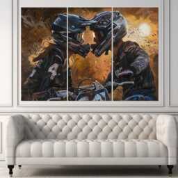 Motocross Love Canvas Art, Painting Print, Gift, Wall Dirt Bike Framed & Ready To Hang - thumbnail 3