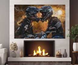Motocross Love Canvas Art, Painting Print, Gift, Wall Dirt Bike Framed & Ready To Hang - thumbnail 1