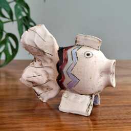 Fish Ceramic Statue Handmade Ornament Home Nautical Decor - thumbnail 2