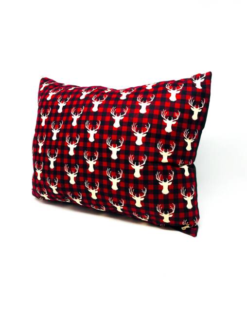 Red Plaid Deer Throw Pillow - Rustic Farmhouse Decor - image 1