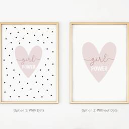 Girl Power Print, Pink Heart Girls Bedroom Nursery Prints, Wall Art, Home Office Bedroom, Gift - thumbnail 2