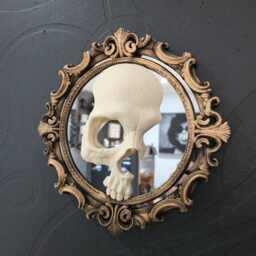 Gothic Wall Mirror 19cm Frame Various Styles, Bats, Skulls, Deathmoth, Crow, Baroque Style - thumbnail 2