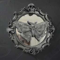 Gothic Wall Mirror 19cm Frame Various Styles, Bats, Skulls, Deathmoth, Crow, Baroque Style - thumbnail 4