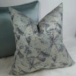 Geometric Duck Egg & Gold Cushion Cover, Luxury Satin Mint Green Fabric Jacquard Design Pillow Metallic Thread Detail Cover