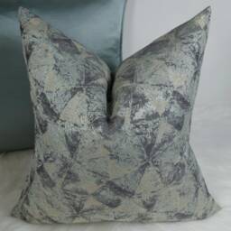 Geometric Duck Egg & Gold Cushion Cover, Luxury Satin Mint Green Fabric Jacquard Design Pillow Metallic Thread Detail Cover - thumbnail 2