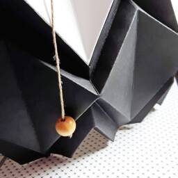 Last Items - Origami Lampshade in White & Black Paper, Large Size - thumbnail 3