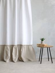 Linen Curtains, Farmhouse Ruffled Curtain Panel, Tab Top Handmade Linen Shower Curtain