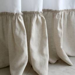 Linen Curtains, Farmhouse Ruffled Curtain Panel, Tab Top Handmade Linen Shower Curtain - thumbnail 3