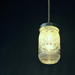 Hand Painted Mason Jar Lantern Boho Wedding Centerpiece - thumbnail 3