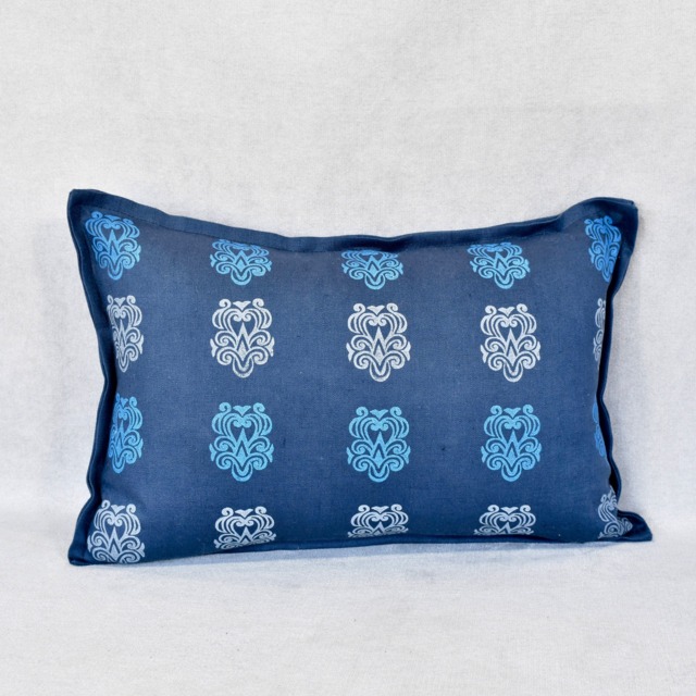 Block Printed Lumbar Pillow - Midavesta - image 1