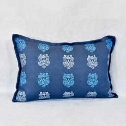 Block Printed Lumbar Pillow - Midavesta - thumbnail 1