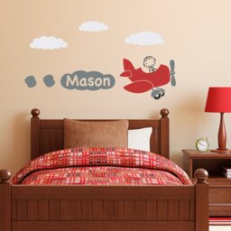 Personalized Airplane Wall Decal Boys Name Kids Room Decor - thumbnail 1