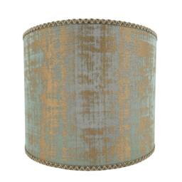 Drum Lamp Shade Silk Lampas Rubelli Jacquard Fabric Reseda Green & Gold Venier Pattern Round Lampshade - Handmade in Italy