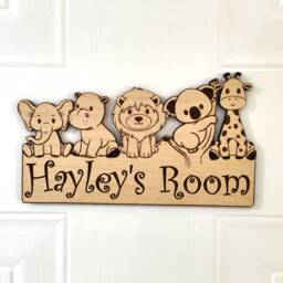 Personalised Safari Animal Door Sign Engraved Nursery Decor - thumbnail 1