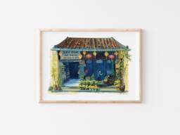 Hoi An Vietnam Gouache Print Asian Urban Landscape Art - thumbnail 1