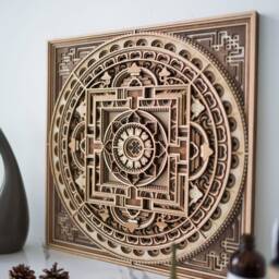 Mandala1 Layered Laser Cut Wood Sculpture, Ancient Architecture Multilayer Wall Art, Zen Home Decor - thumbnail 2