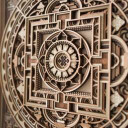 Mandala1 Layered Laser Cut Wood Sculpture, Ancient Architecture Multilayer Wall Art, Zen Home Decor - thumbnail 3