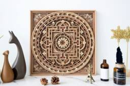 Mandala1 Layered Laser Cut Wood Sculpture, Ancient Architecture Multilayer Wall Art, Zen Home Decor - thumbnail 1