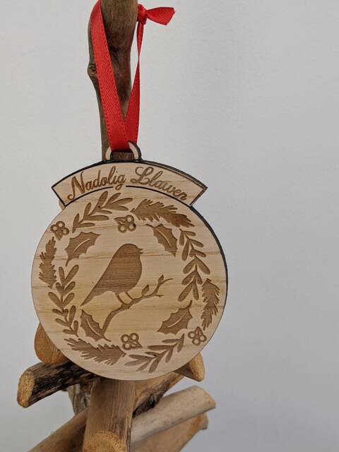 Merry Christmas/Nadolig Llawen Bauble - Pk5