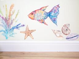 Rainbow Goldfish, Fish Wall Decal, Under The Sea Nursery, Nautical Nursery, Aquarium Decal.nautical Decal, Mermaid Decor, Sea Art, Fish - thumbnail 1