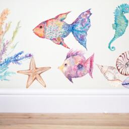 Rainbow Goldfish, Fish Wall Decal, Under The Sea Nursery, Nautical Nursery, Aquarium Decal.nautical Decal, Mermaid Decor, Sea Art, Fish - thumbnail 2