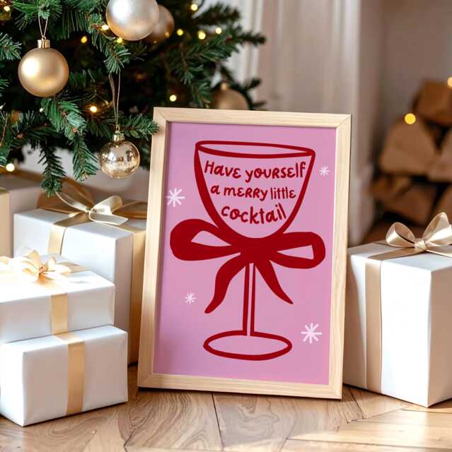 Pink & Red Christmas Print - Have Yourself A Merry Little Cocktail - image 1