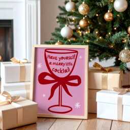 Pink & Red Christmas Print - Have Yourself A Merry Little Cocktail - thumbnail 3