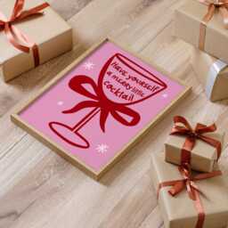 Pink & Red Christmas Print - Have Yourself A Merry Little Cocktail - thumbnail 2
