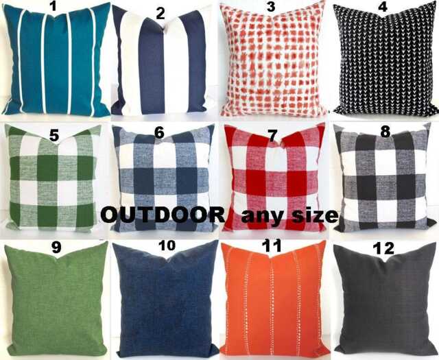 Blue Buffalo Check Outdoor Pillows Green Check Outdoor Throw Pillow Covers Black Pillows Red 16 18 20x20 All Sizes - image 1