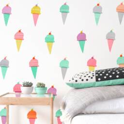 Ice Cream Cones - Fabric Wall Decal Yum Mej - thumbnail 2