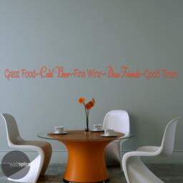 Great Food Cold Beer Fine Wine Dear Friends Good Times Vinyl Wall Decal Sticker - thumbnail 2