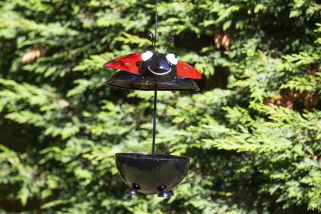 Handmade Ladybird Bird Feeder. Outdoor Metal Hanging - 2-2B - image 1
