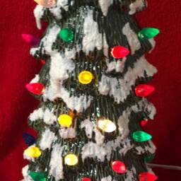 Handcrafted Snow-Covered Ceramic Christmas Tree Holiday Decor - thumbnail 3